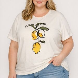 Love & Lace Lemon Graphic Short Sleeve Tee - Cream